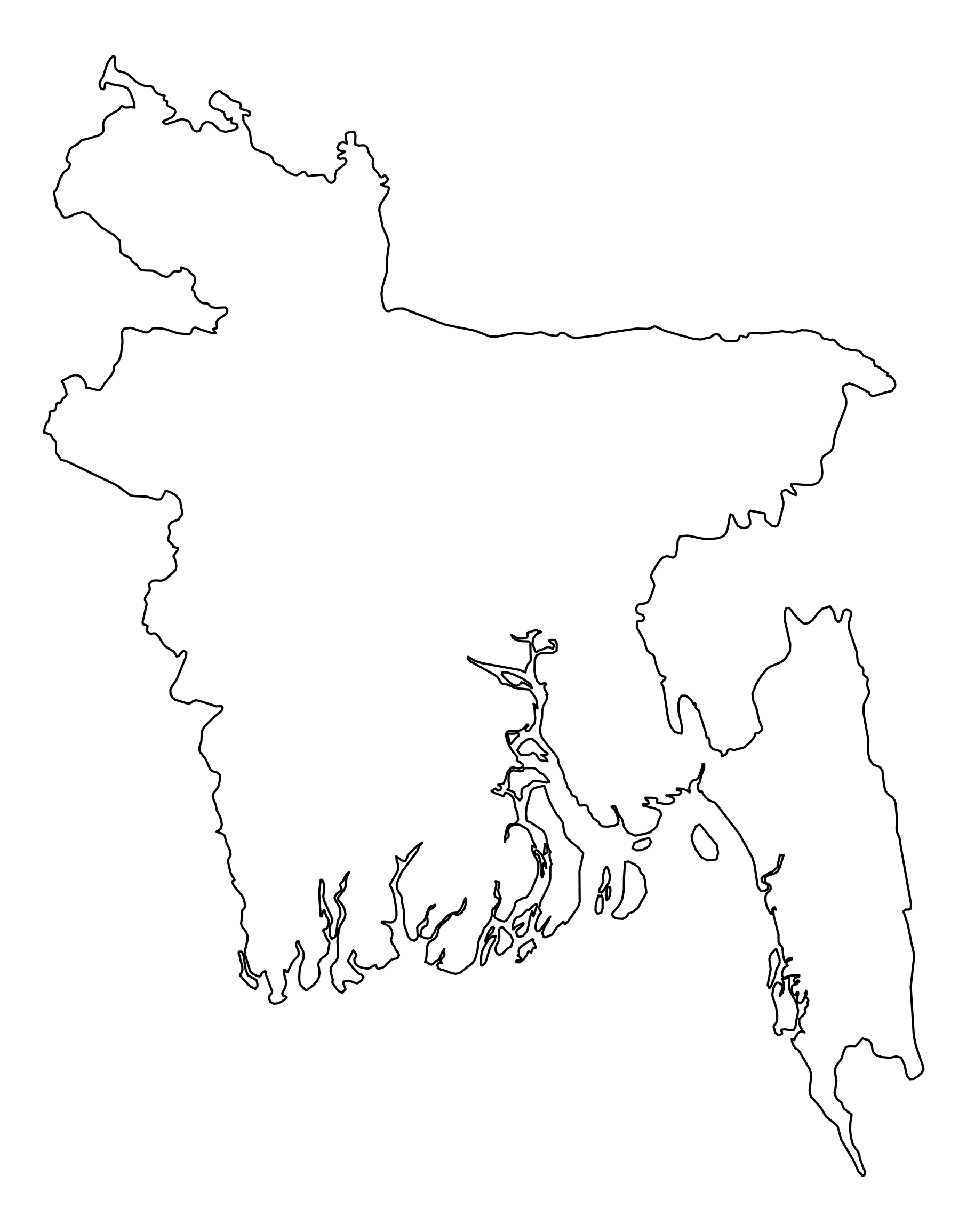 Bangladesh Outline Map