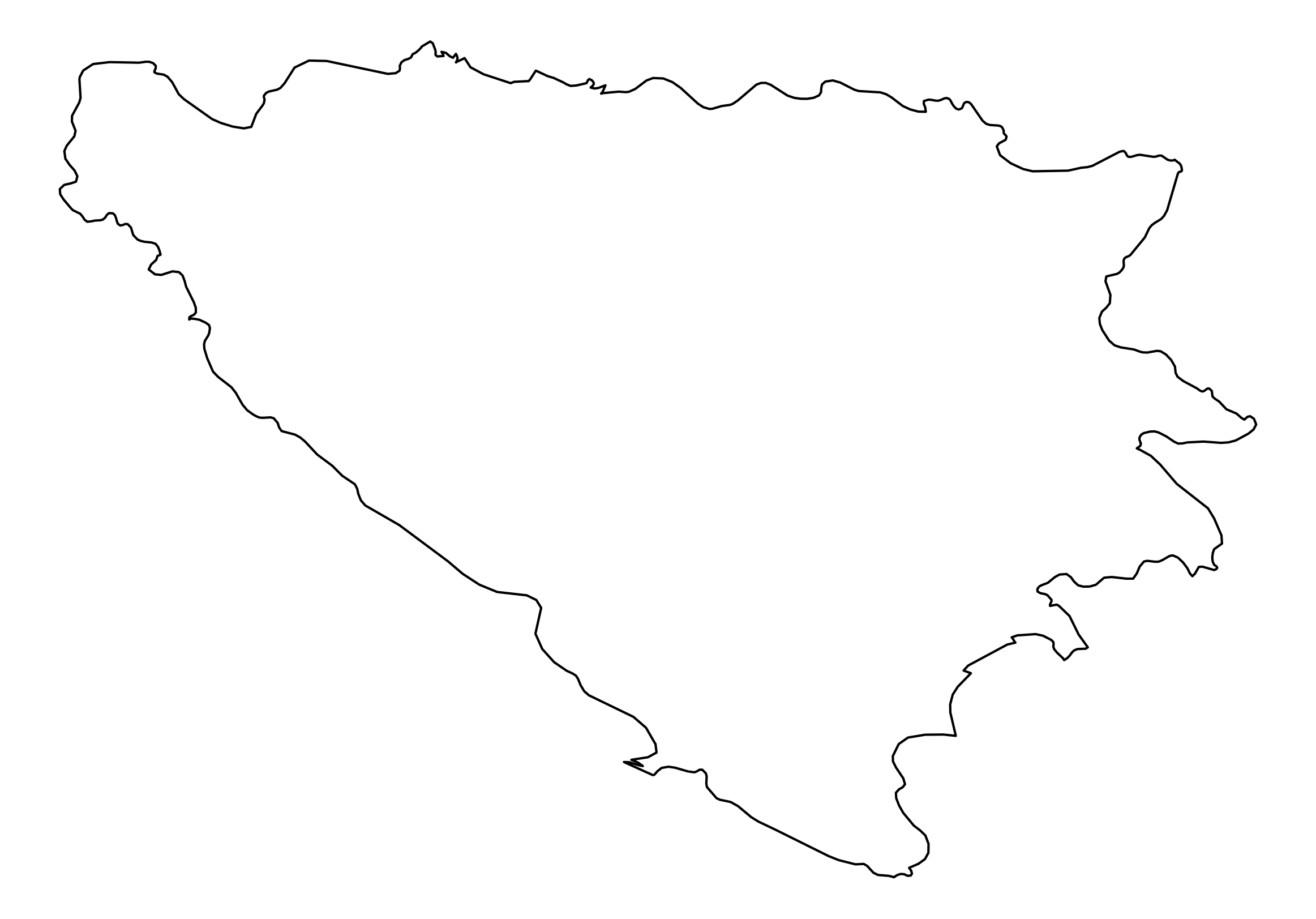 Bosnia and Herzegovina Outline Map