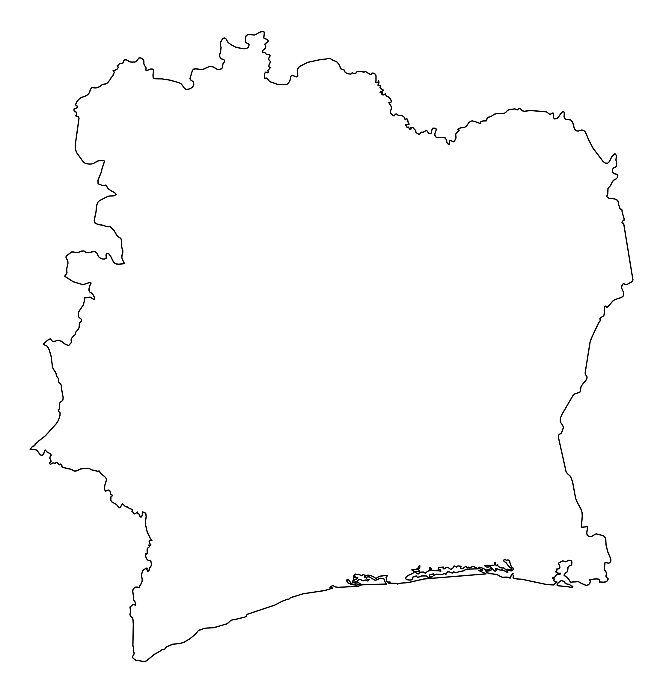 Ivory Coast Outline Map