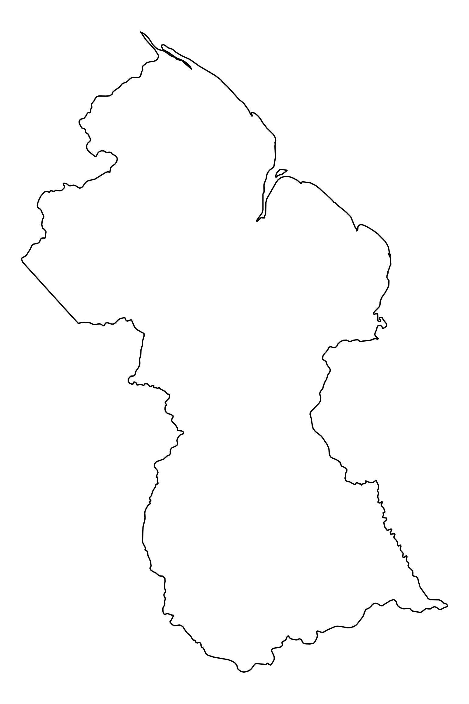 Guyana Outline Map