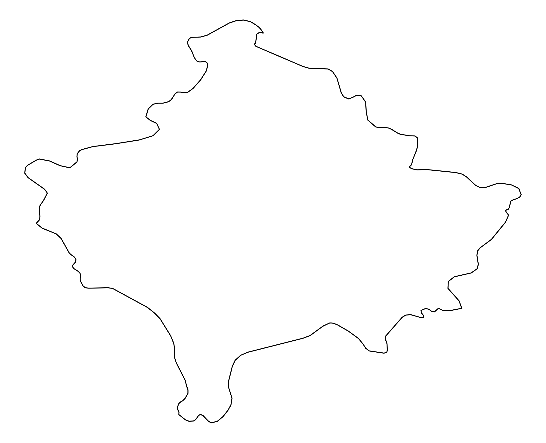 Kosovo Outline Map