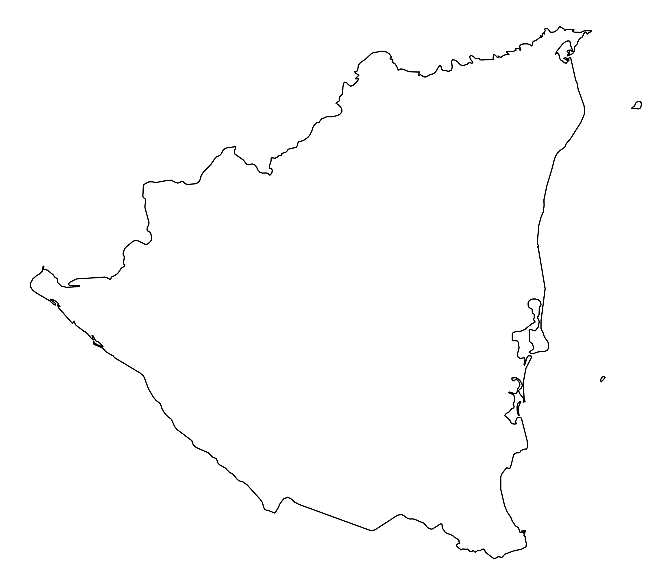 Nicaragua Outline Map