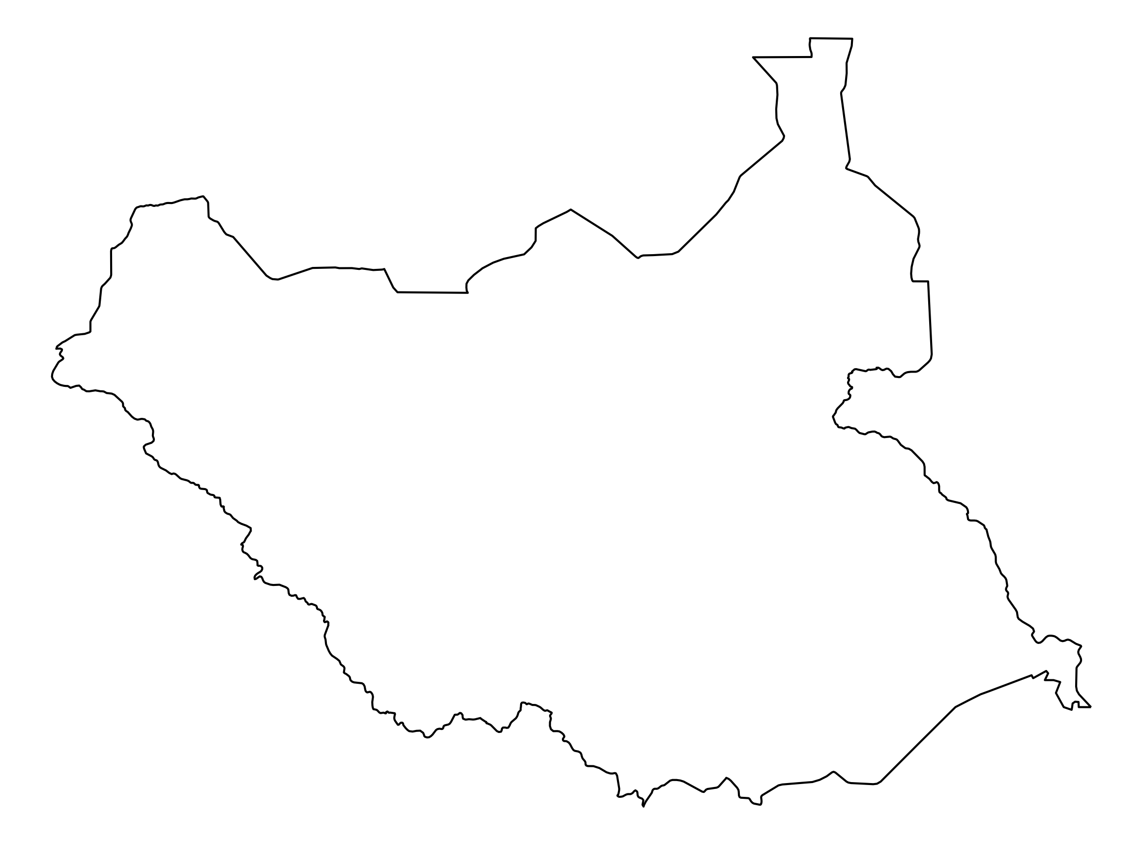 South Sudan Outline Map
