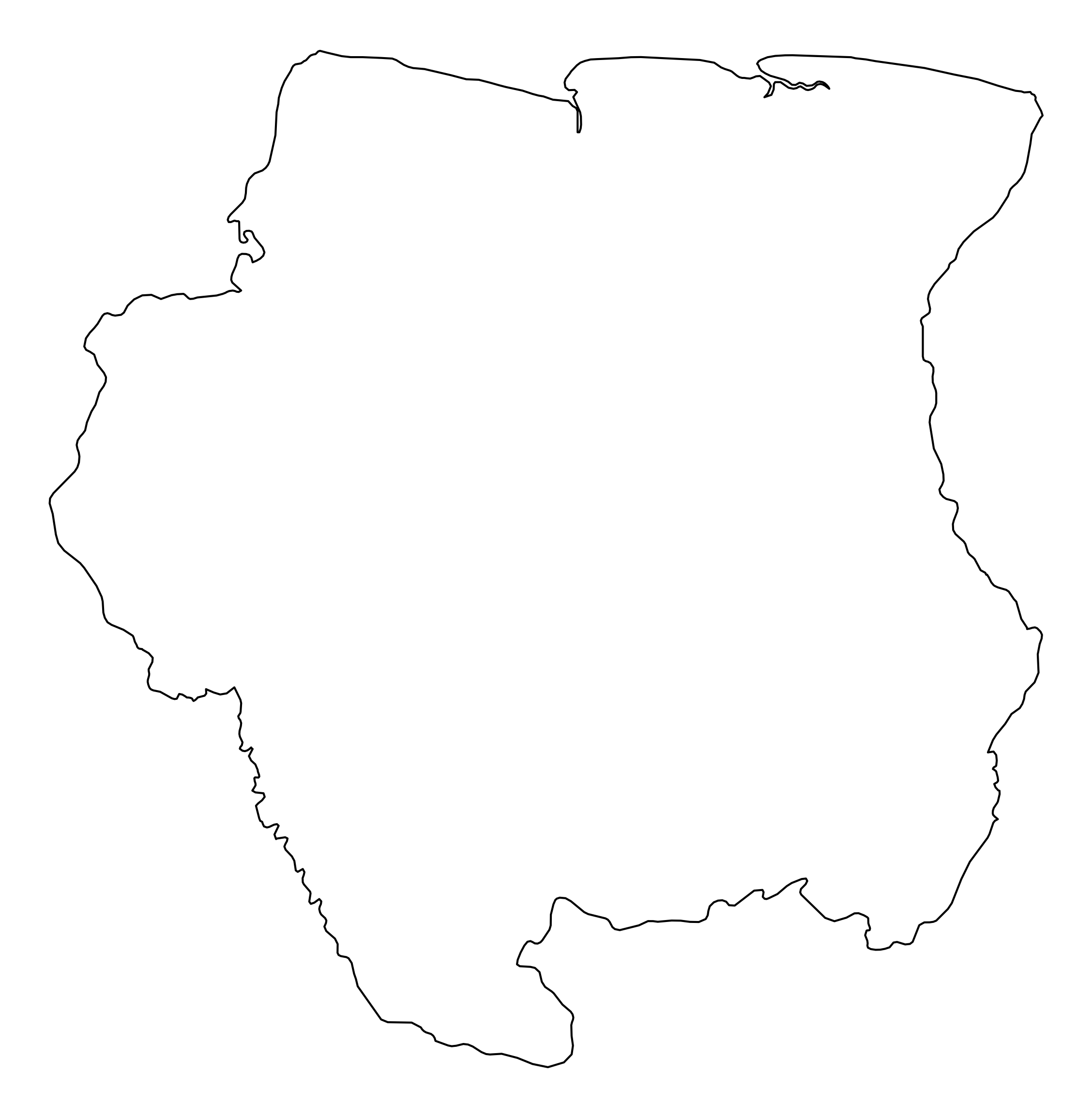 Suriname Outline Map
