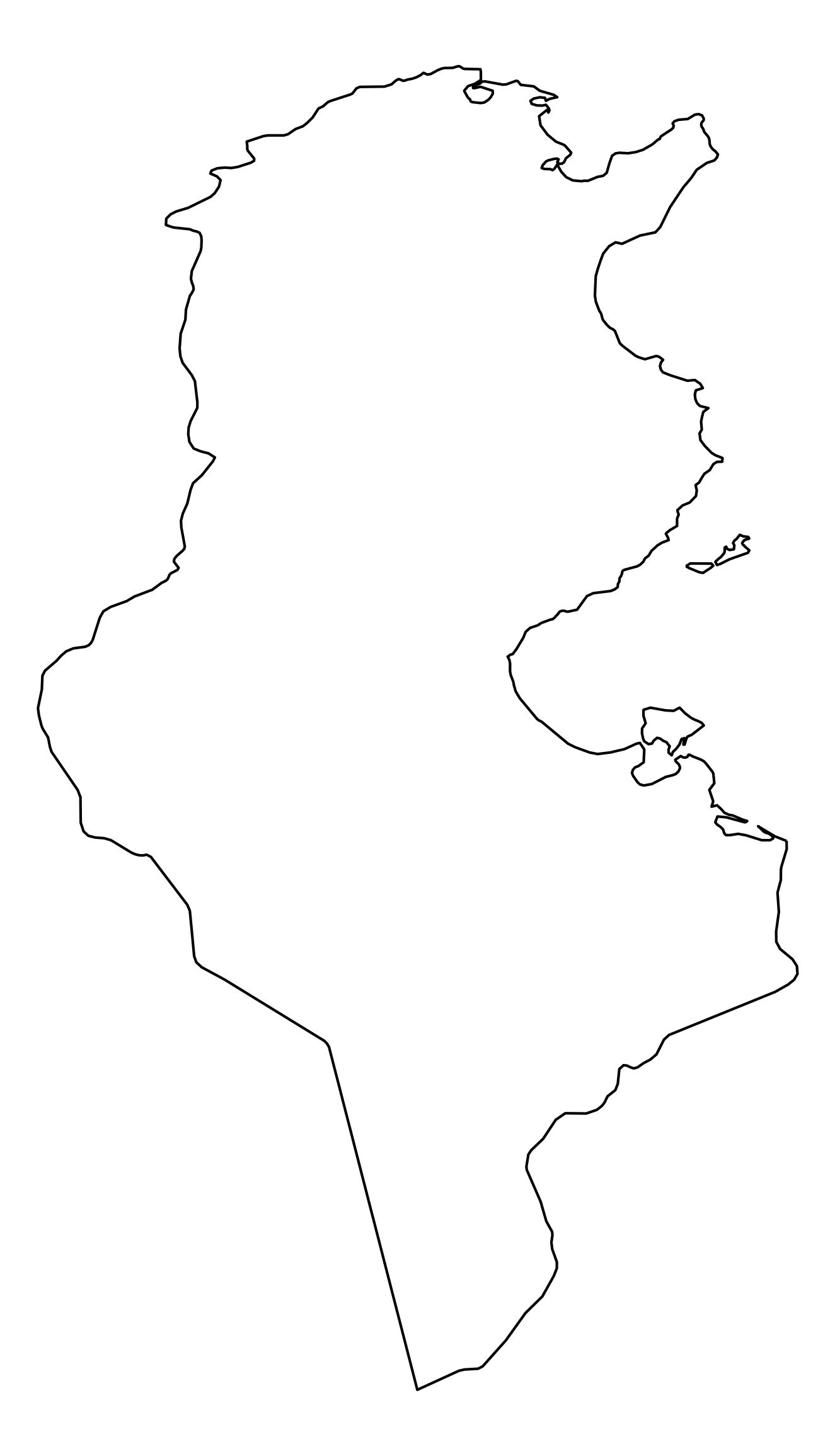 Tunisia Outline Map
